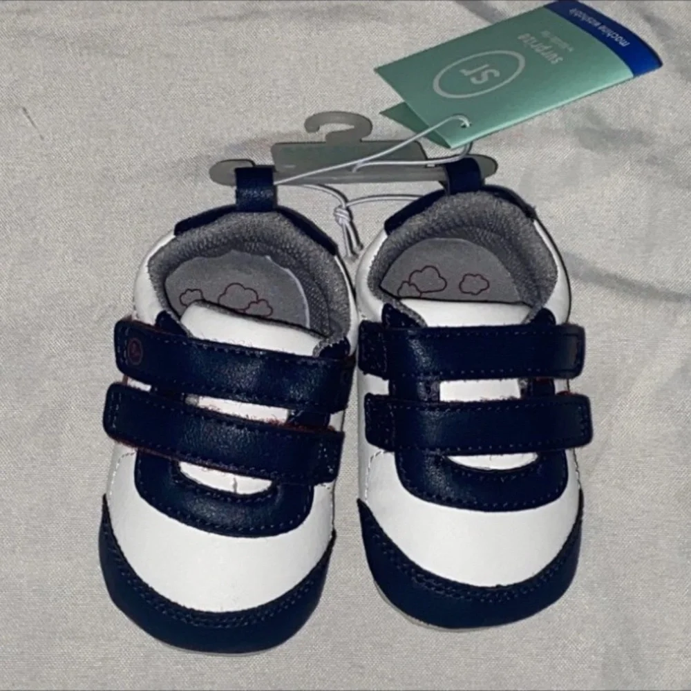 Stylish White and Blue baby Shoes size 6-12 months